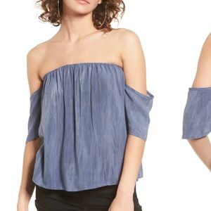 Nordstrom Off the shoulder Blue top - never worn